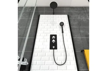 Skofftorp Brusekabine 90x90 cm - Sorthvid - Hus & renovering - Køkken & bad - Badeværelse - Bruser - Brusekabiner