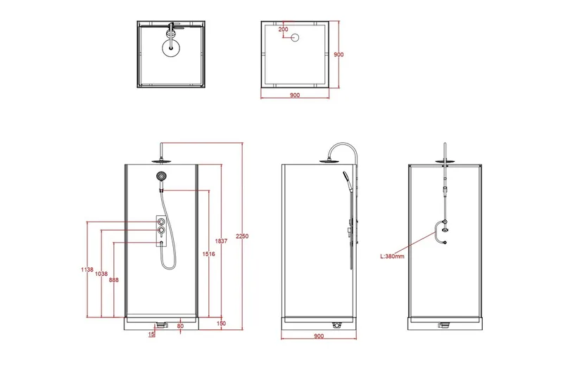 Skofftorp Brusekabine 90x90 cm - Sorthvid - Hus & renovering - Køkken & bad - Badeværelse - Bruser - Brusekabiner