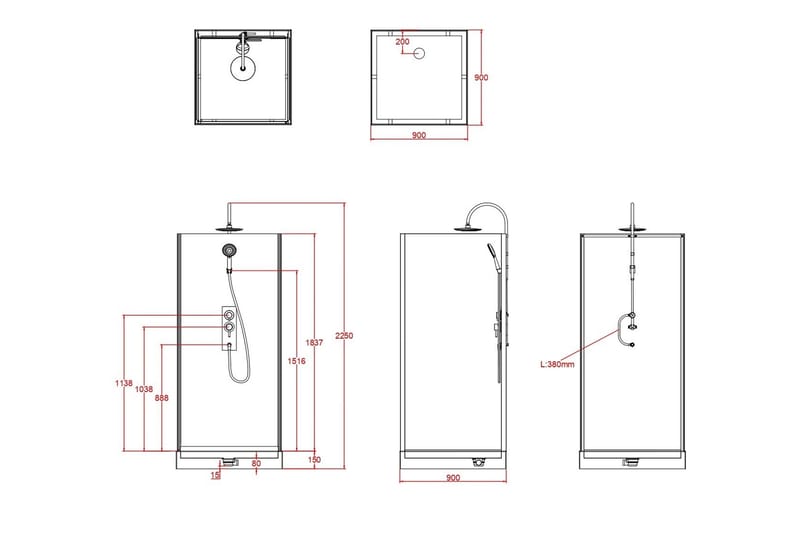 Skofftorp Brusekabine 90x90 cm - Sorthvid - Hus & renovering - Køkken & bad - Badeværelse - Bruser - Brusekabiner