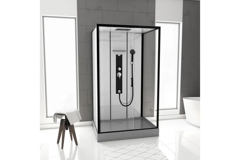 Styrsvik Brusekabine 90x115 cm, Sort/Grå