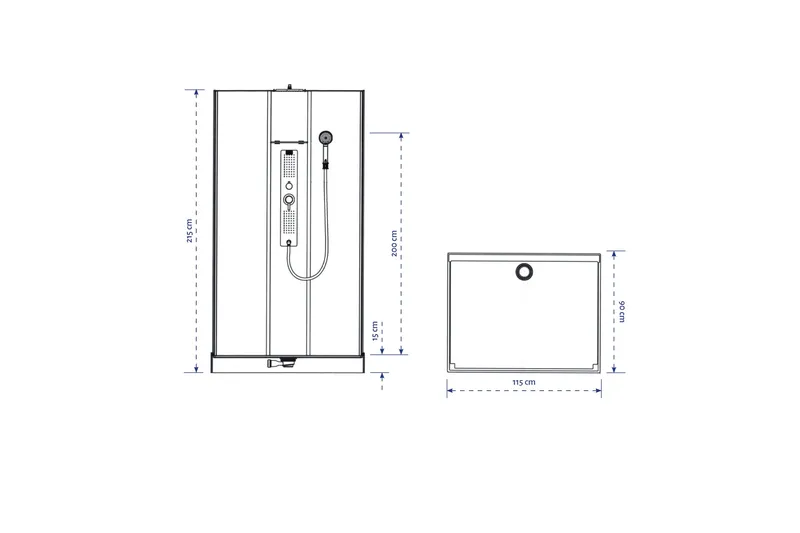 Styrsvik Brusekabine 90x115 cm - Sort/Grå - Hus & renovering - Køkken & bad - Badeværelse - Bruser - Brusekabiner