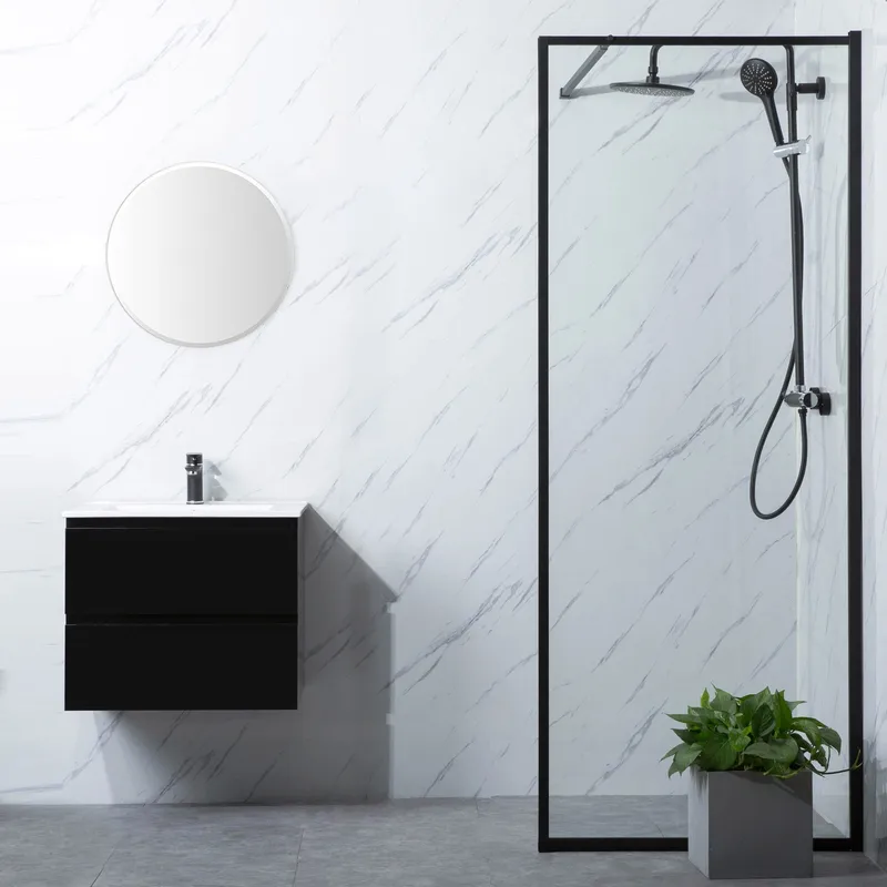 Brusevæg Bathlife Profil Lige 80 Væg Sort, Bathlife