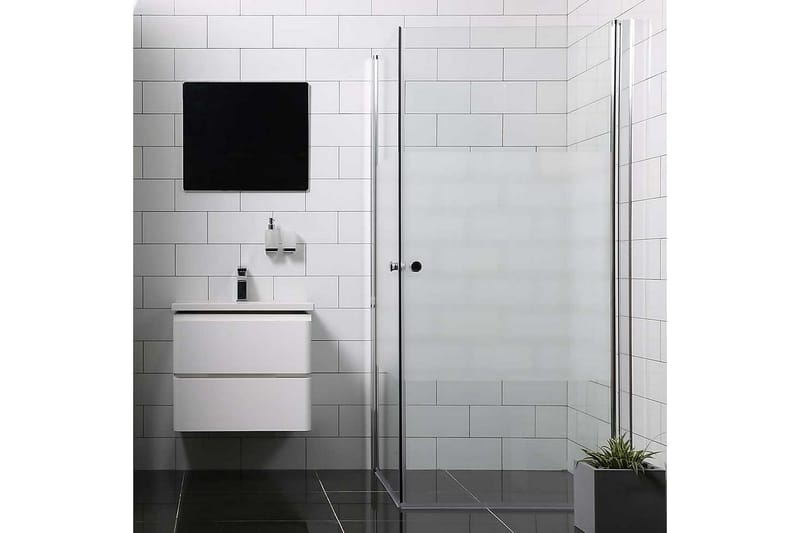 Bathlife Mångsidig Brusehjørne Lige Dør 90x90 cm+Lige Dør - Sølv/Delvist Frostet - Hus & renovering - Køkken & bad - Badeværelse - Bruser