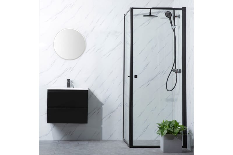 Brusehjørne Bathlife Profil Lige dør 1000+Lige dør 1000 Sort - Sort - Hus & renovering - Køkken & bad - Badeværelse - Bruser