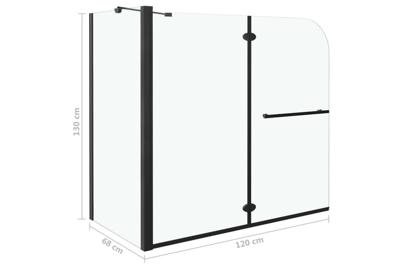 Brusekabine Med Foldedør Esg 120x68x130 cm Sort - Hus & renovering - Køkken & bad - Badeværelse - Bruser
