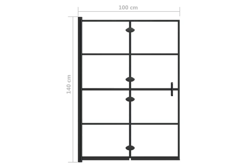 foldbar bruseafskærmning 100x140 cm sikkerhedsglas sort - Brusevægge