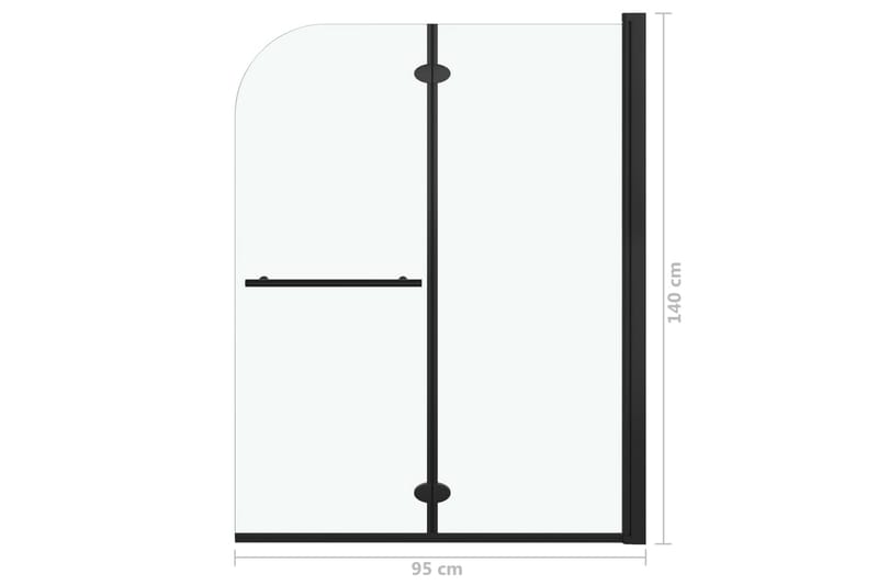 Foldbar Brusekabine 2 Paneler Esg 95x140 cm Sort - Brusevægge