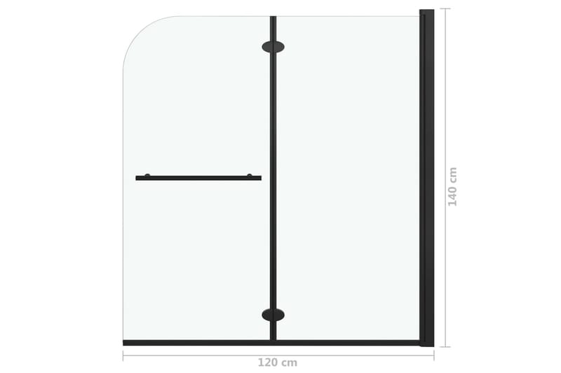 Foldbar Brusekabine 2 Paneler Esg 120x140 cm Sort - Brusevægge