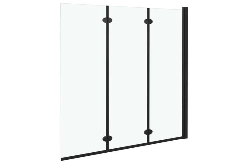 Foldbar Brusekabine 3 Paneler Esg 130x138 cm Sort - Hus & renovering - Køkken & bad - Badeværelse - Bruser