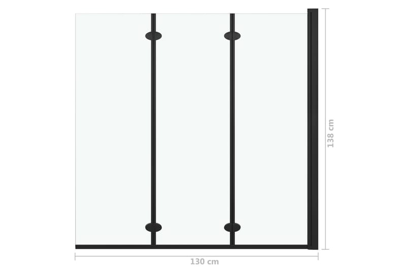 Foldbar Brusekabine 3 Paneler Esg 130x138 cm Sort - Hus & renovering - Køkken & bad - Badeværelse - Bruser