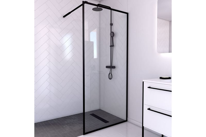 Gullebo Brusevæg 70x200 cm - Sort - Hus & renovering - Køkken & bad - Badeværelse - Bruser