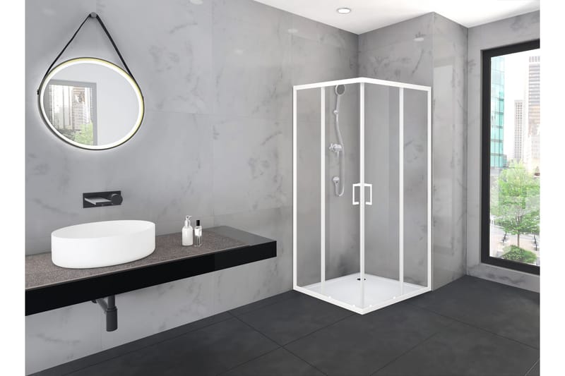 Gullebo Brusevæg 90x200 cm - Hvid - Hus & renovering - Køkken & bad - Badeværelse - Bruser - Brusevægge