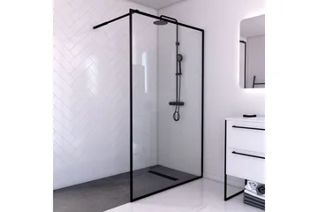 Gullebo Glasvæg 200 cm - Sort - Hus & renovering - Køkken & bad - Badeværelse - Bruser - Brusevægge