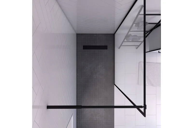 Gullebo Glasvæg 200 cm - Sort - Hus & renovering - Køkken & bad - Badeværelse - Bruser - Brusevægge