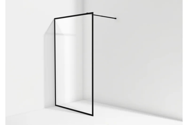 Gullebo Glasvæg 200 cm - Sort - Hus & renovering - Køkken & bad - Badeværelse - Bruser - Brusevægge