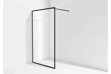 Gullebo Glasvæg 200 cm - Sort - Hus & renovering - Køkken & bad - Badeværelse - Bruser - Brusevægge