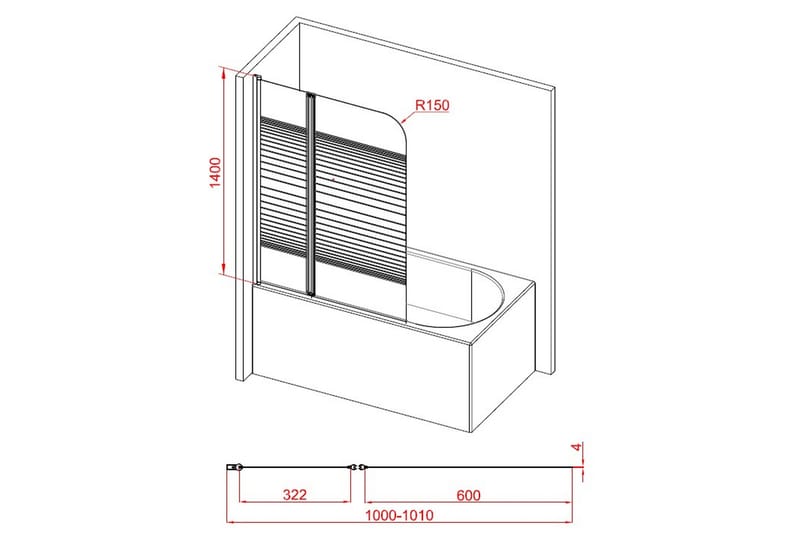 Knutby Brusevæg 100x140 cm - Hvid - Hus & renovering - Køkken & bad - Badeværelse - Bruser - Brusevægge