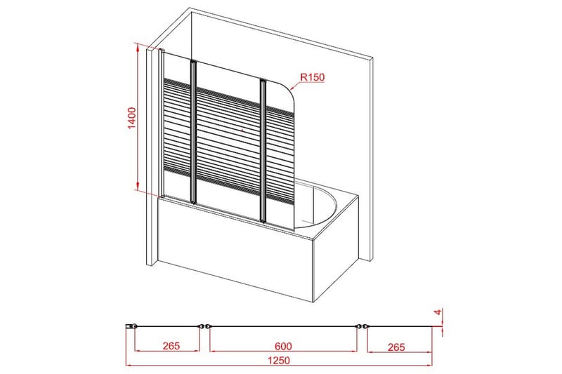 Knutby Brusevæg 125x140 cm - Hvid - Hus & renovering - Køkken & bad - Badeværelse - Bruser - Brusevægge