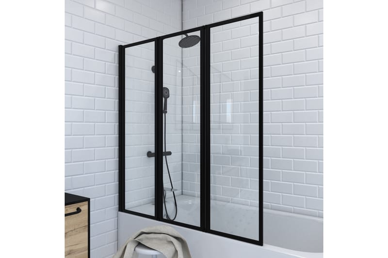 Knutby Brusevæg 125x143 cm - Sort - Hus & renovering - Køkken & bad - Badev�ærelse - Bruser