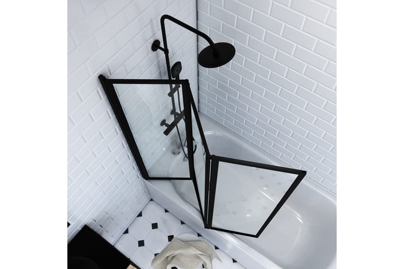 Knutby Brusevæg 125x143 cm - Sort - Hus & renovering - Køkken & bad - Badeværelse - Bruser