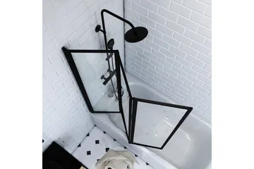 Knutby Brusevæg 125x143 cm - Sort - Hus & renovering - Køkken & bad - Badeværelse - Bruser - Brusevægge