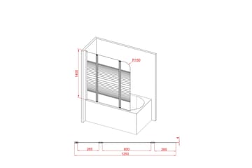 Knutby Brusevæg 140 cm - Sort - Hus & renovering - Køkken & bad - Badeværelse - Bruser - Brusevægge