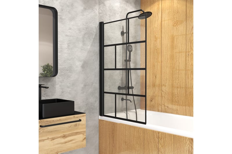 Knutby Brusevæg 75x125 cm - Sort - Hus & renovering - Køkken & bad - Badeværelse - Bruser