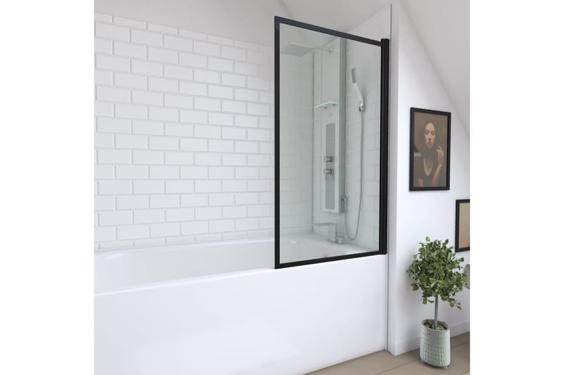 Knutby Brusevæg 75x130 cm - Sort - Hus & renovering - Køkken & bad - Badeværelse - Bruser