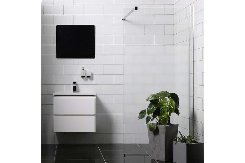 Mångsidig Brusevæg Lige Delvis Frostet Glas 800 - Sølv - Hus & renovering - Køkken & bad - Badeværelse - Bruser