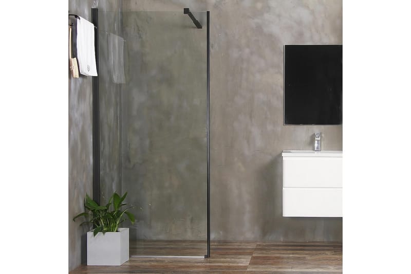 Mångsidig Brusevæg Lige Sort Klart Glas 90x190 cm - Sort|Glas - Hus & renovering - Køkken & bad - Badeværelse - Bruser