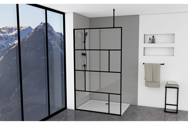 Sörby Brusevæg 120x195 cm - Sort - Hus & renovering - Køkken & bad - Badeværelse - Bruser