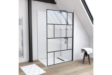 Sörby Brusevæg 120x195 cm - Sort - Hus & renovering - Køkken & bad - Badeværelse - Bruser - Brusevægge