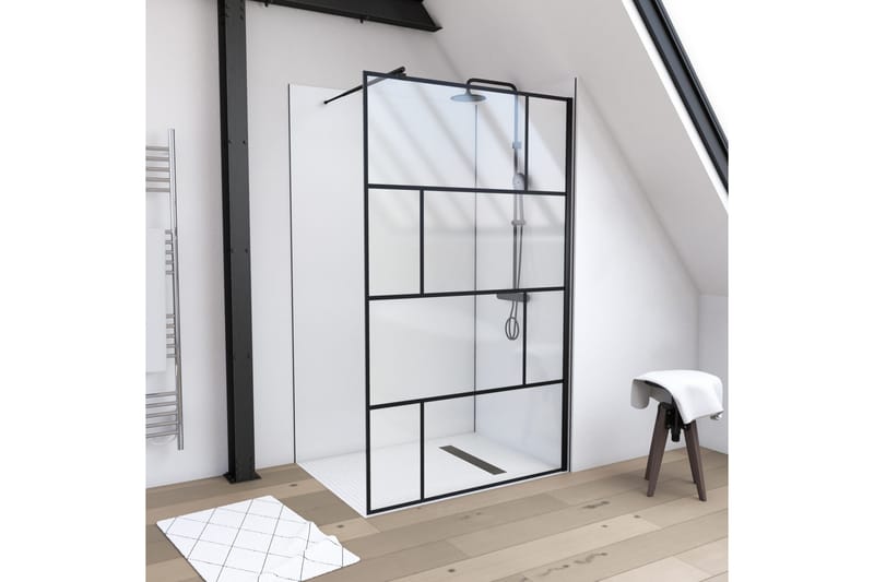 Sörby Brusevæg 120x195 cm - Sort - Hus & renovering - Køkken & bad - Badeværelse - Bruser - Brusevægge