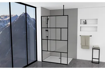 Sörby Brusevæg 120x195 cm - Sort - Hus & renovering - Køkken & bad - Badeværelse - Bruser - Brusevægge