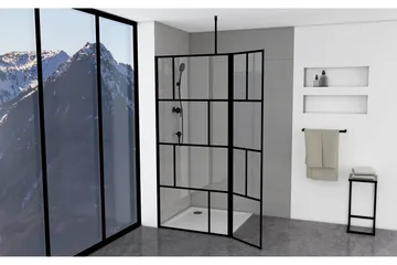 Sörby Brusevæg 130x195 cm - Sort - Hus & renovering - Køkken & bad - Badeværelse - Bruser - Brusevægge