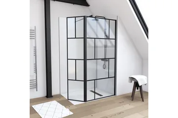 Sörby Brusevæg 130x195 cm - Sort - Hus & renovering - Køkken & bad - Badeværelse - Bruser - Brusevægge