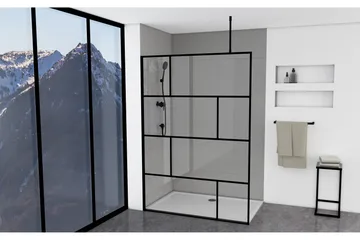 Sörby Brusevæg 140x195 cm - Sort - Hus & renovering - Køkken & bad - Badeværelse - Bruser - Brusevægge