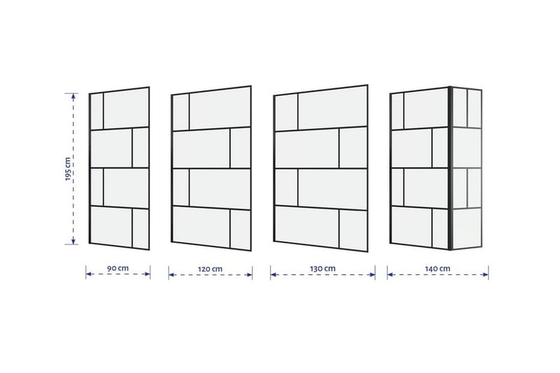 Sörby Brusevæg 140x195 cm - Sort - Hus & renovering - Køkken & bad - Badeværelse - Bruser