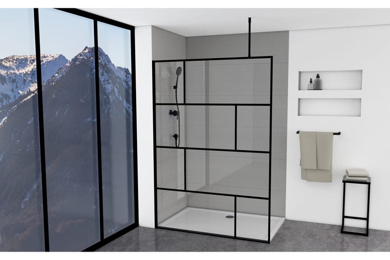 Sörby Brusevæg 140x195 cm - Sort - Hus & renovering - Køkken & bad - Badeværelse - Bruser