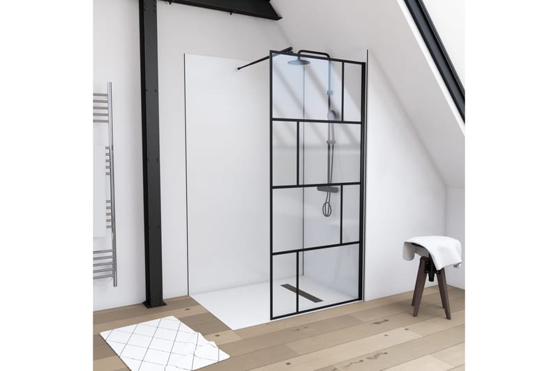Sörby Brusevæg 90x195 cm - Sort - Hus & renovering - Køkken & bad - Badeværelse - Bruser - Brusevægge
