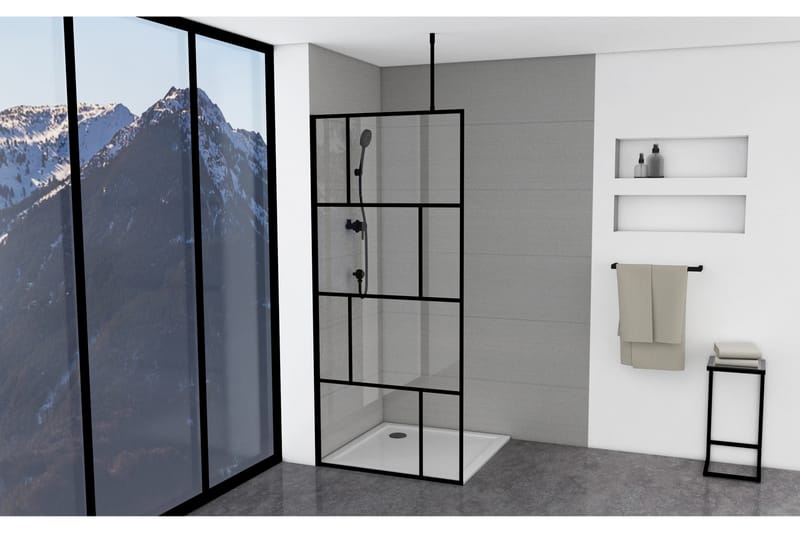 Sörby Brusevæg 90x195 cm - Sort - Hus & renovering - Køkken & bad - Badeværelse - Bruser