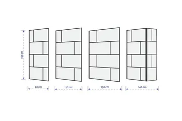 Sörby Brusevæg 90x195 cm - Sort - Hus & renovering - Køkken & bad - Badeværelse - Bruser - Brusevægge
