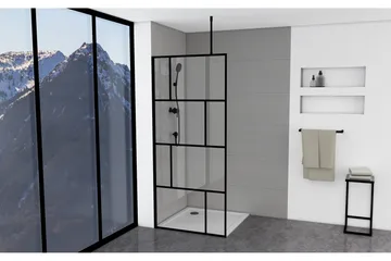 Sörby Brusevæg 90x195 cm - Sort - Hus & renovering - Køkken & bad - Badeværelse - Bruser - Brusevægge