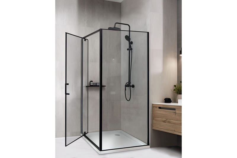 Duschväggar Black, Offwhite 90x90x185 cm - Hus & renovering - Køkken & bad - Badeværelse - Bruser