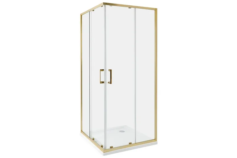 Duschväggar Guld, Vit 80x80x185 cm