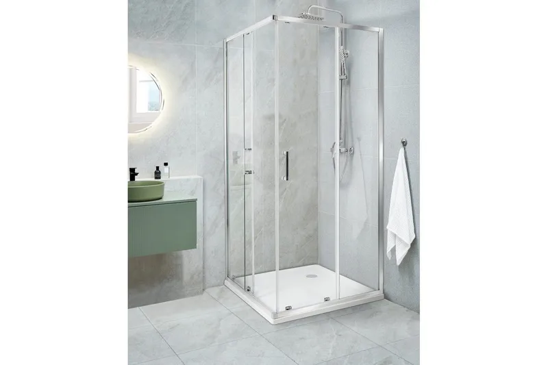 Duschväggar Silver, White 80x80x185 cm - Hus & renovering - Køkken & bad - Badeværelse - Bruser
