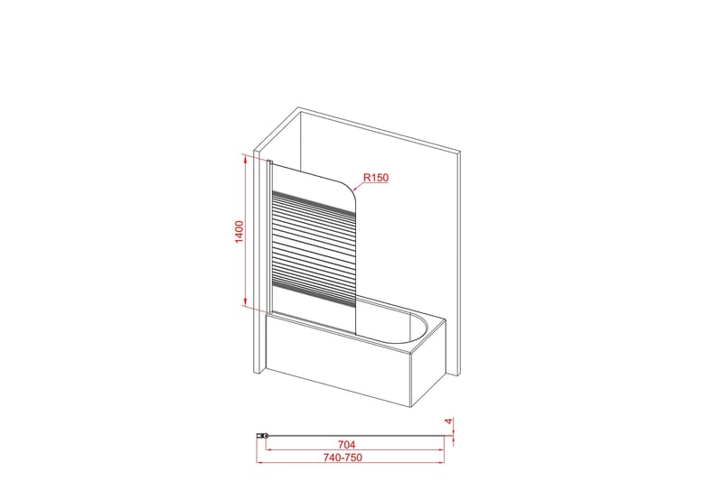 Dusserud Brusevæg 140 cm - Sort - Hus & renovering - Køkken & bad - Badeværelse - Bruser - Brusevægge