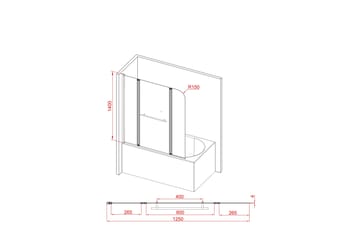 Dusserud Brusevæg 140 cm - Sort - Hus & renovering - Køkken & bad - Badeværelse - Bruser - Brusevægge