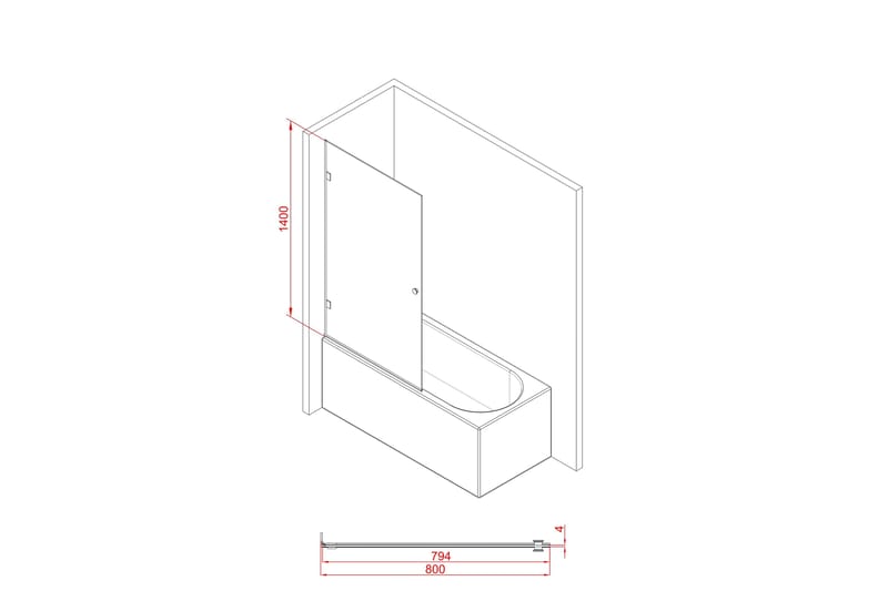 Meselefors Brusevæg 140 cm - Sort - Hus & renovering - Køkken & bad - Badeværelse - Bruser - Brusevægge
