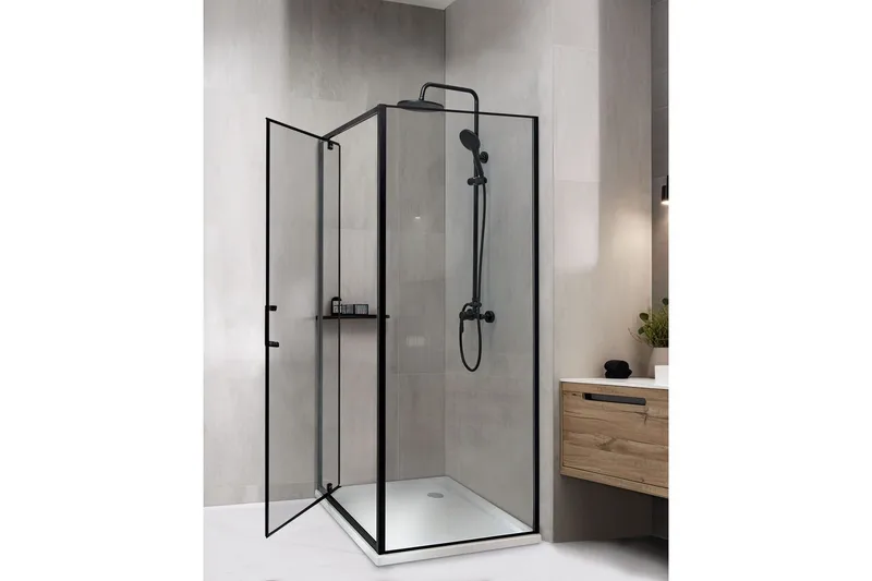 Duschväggar Black, Offwhite 70x70x185 cm - Hus & renovering - Køkken & bad - Badeværelse - Bruser - Brusevægge
